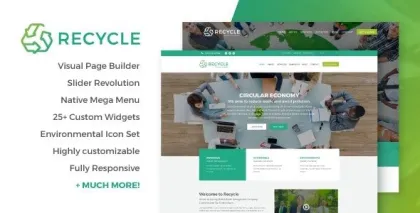 Recycle Environmental Green Business WordPress Theme 1.9.1 GPL Theme