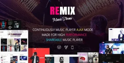 Remix Music Theme For WordPress 3.9.9 GPL Theme