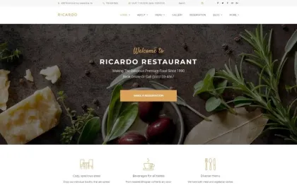 Ricardo Gourmet Restaurant Responsive WordPress Theme 1.0.0 GPL Theme