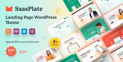 SaasPlate Landing Page WordPress Theme 1.2.6 GPL Theme