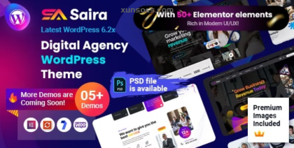Saira Digital Agency WordPress Theme 1.0.7 GPL Theme