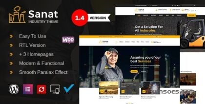 Sanat Factory Industry WordPress Theme 1.7.1 GPL Theme