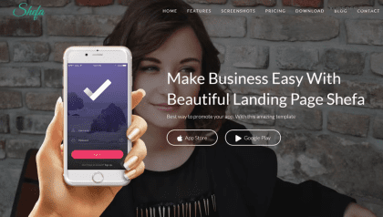 Shefa One Page App WordPress Theme 1.5 GPL Theme