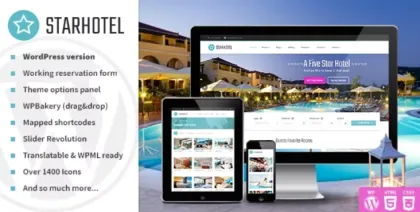 Starhotel Hotel WordPress Theme 3.0.5 GPL Theme