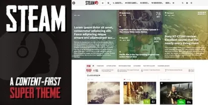 Steam Responsive Retina Review Magazine Theme 1.14 GPL Theme