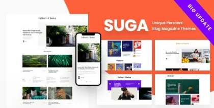 Suga Magazine and Blog WordPress Theme 3.2 GPL Theme