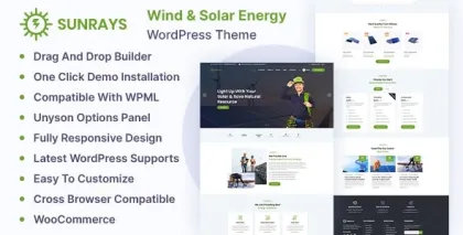 Sunrays – Solar Power Green Energy WordPress theme 1.0.0 GPL Theme