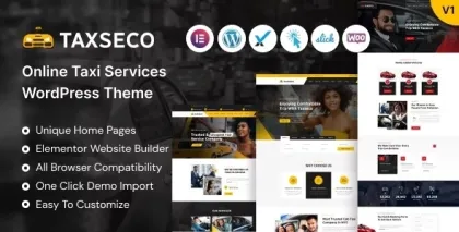 Taxseco Online Taxi Service WordPress Theme | Business 2.2.2 GPL Theme