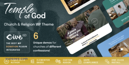 Temple of God Religion and Church WordPress Theme 1.0.4 GPL Theme