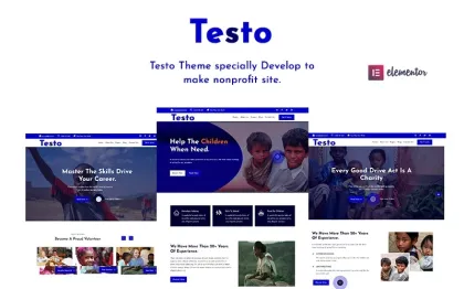 Testo– Nonprofit Charity Elementor WordPress Theme WordPress Theme 1.0.0 GPL Theme