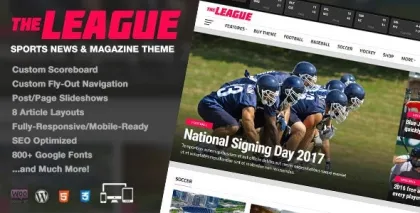 The League Sports News Magazine WordPress Theme 4.2.1 GPL Theme