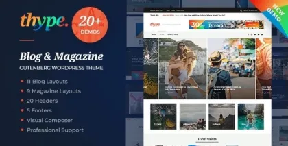 Thype | Personal Blog Travel WordPress Theme 1.1.1 GPL Theme