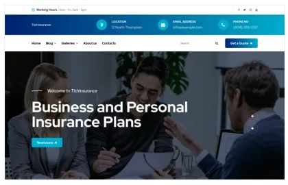 TishInsurance Insurance Company WordPress Theme 1.0.0 GPL Theme