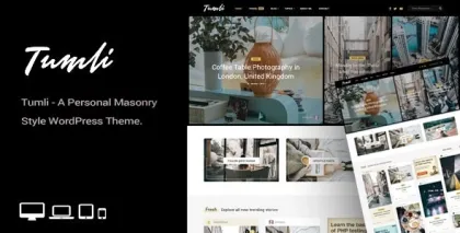 Tumli A Personal Masonry Style WordPress Theme 2.1 GPL Theme