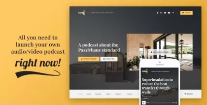 Vipo Audio / Video Podcast Vlog WordPress Theme 1.1.5 GPL Theme