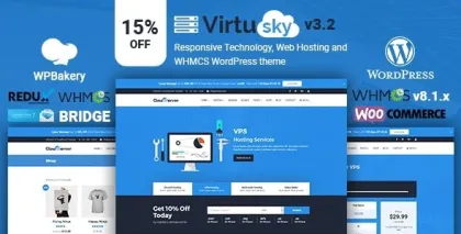 VirtuSky | Responsive Web Hosting and WHMCS WordPress Theme 3.4.1 GPL Theme