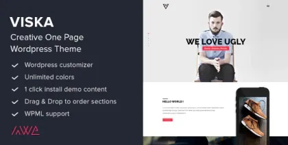 Viska Creative One Page WordPress Theme 1.9.1 GPL Theme