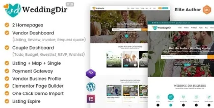 WeddingDir Directory Listing WordPress Theme for Vendor / Supplier 1.1.4 GPL Theme