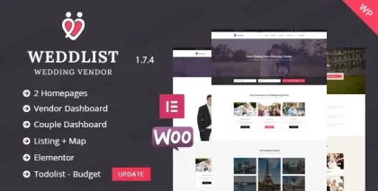 Weddlist Wedding Vendor Directory WordPress Theme 1.7.4 GPL Theme
