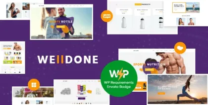 Welldone Sports Fitness Nutrition and Supplements Store WordPress Theme 1.9.12 GPL Theme
