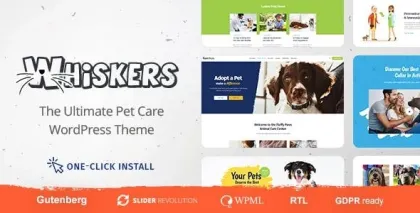 Whiskers Pets Store | Vet Clinic | Animal Adoption 1.1.4 GPL Theme