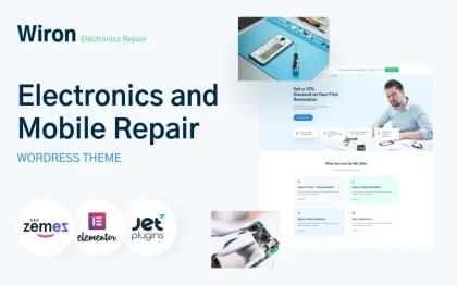 Wiron Electronics and Mobile Repair Template WordPress Theme 1.0.1 GPL Theme