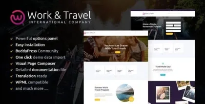 Work Travel Company Youth Programs WordPress Theme 1.2 GPL Theme