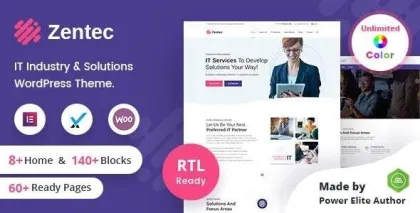 Zentec IT Solutions Company WordPress Theme + RTL 2.2 GPL Theme