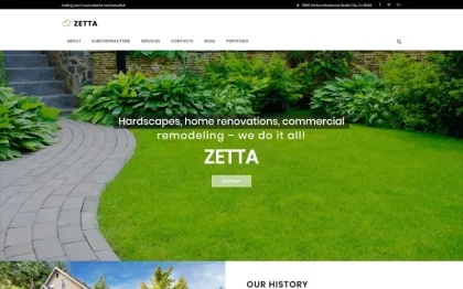 Zetta Exterior, Garden Landscape WordPress Theme 1.0.0 GPL Theme