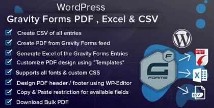 Gravity Forms PDF, Excel CSV 1.8.1 GPL Plugins