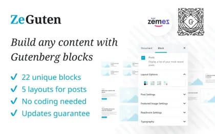 ZeGuten Gutenberg Plugin to Build a Competitive Website WordPress Plugin 1.1.5 GPL Plugins